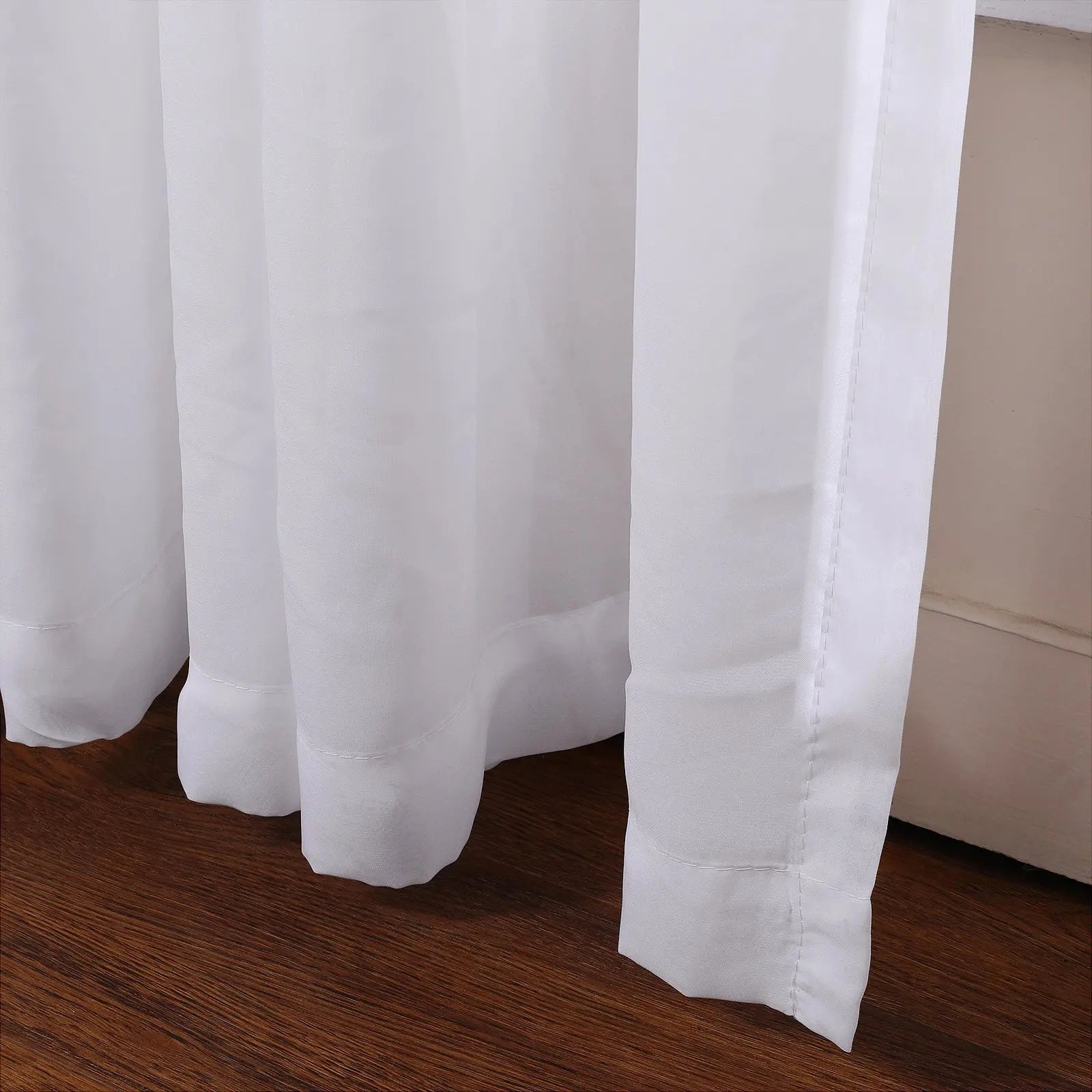 Scandinavian Solid Voile Sheer Curtains - Pleated Window Drapes for Living Room & Bedroom | Light Filtering Privacy Sheers