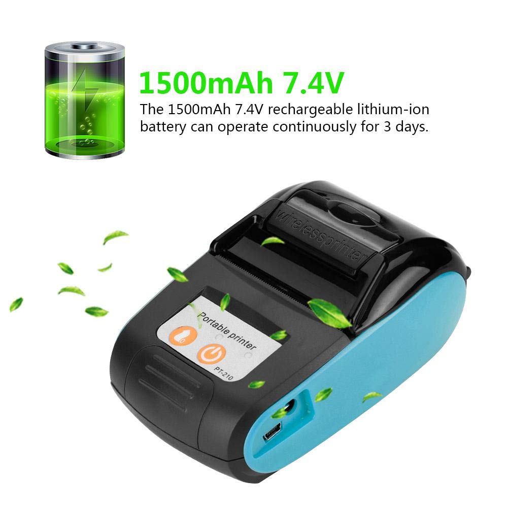 Portable 58mm Thermal Receipt Printer - 110-240V Bluetooth POS Printer for Android iOS Windows - Compact Lightweight Bill Printer for Retail Stores, Restaurants & Mobile Businesses (Blue)