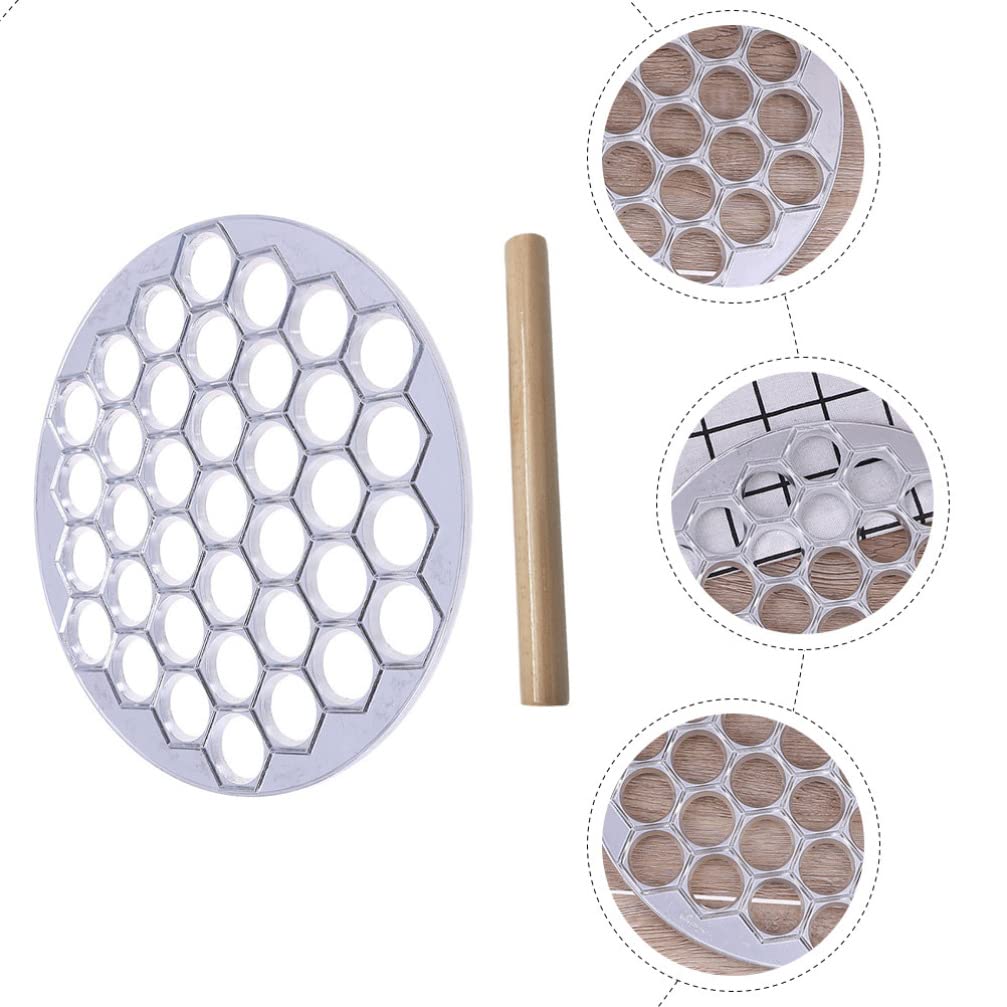 Cabilock 37-Hole Dumpling Maker - Plastic Dumpling Press Mold for Pelmeni, Ravioli & Dumplings - Includes Rolling Pin - Perfect for Homemade Dumplings, Pastry & Kitchen Cooking Tools - Ideal for Family Meals, Party Snacks & Asian Cuisine Preparation