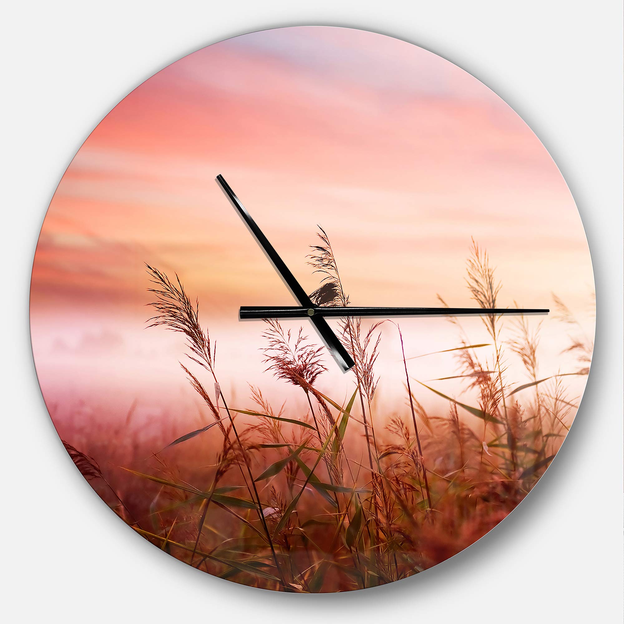 Designart Foggy Morning Mist Farmhouse Wall Clock - Round Metal Wall Art Decor for Living Room, Bedroom, Office | Rustic Home Decor with Nature Scenery | Perfect for Cozy Spaces & Gift Giving