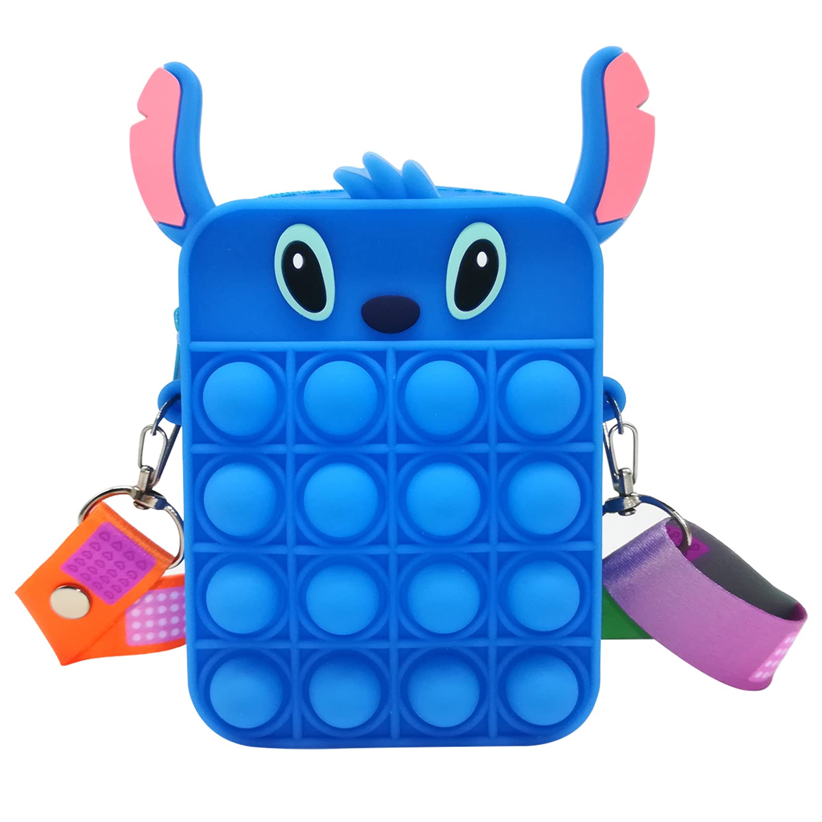PHUNBYA Pop Purse Fidget Toy for Girls - Sensory Popper Shoulder Bag, Stress Relief Bubble Crossbody Handbag (Blue) - Perfect for School, Travel & Anxiety Relief