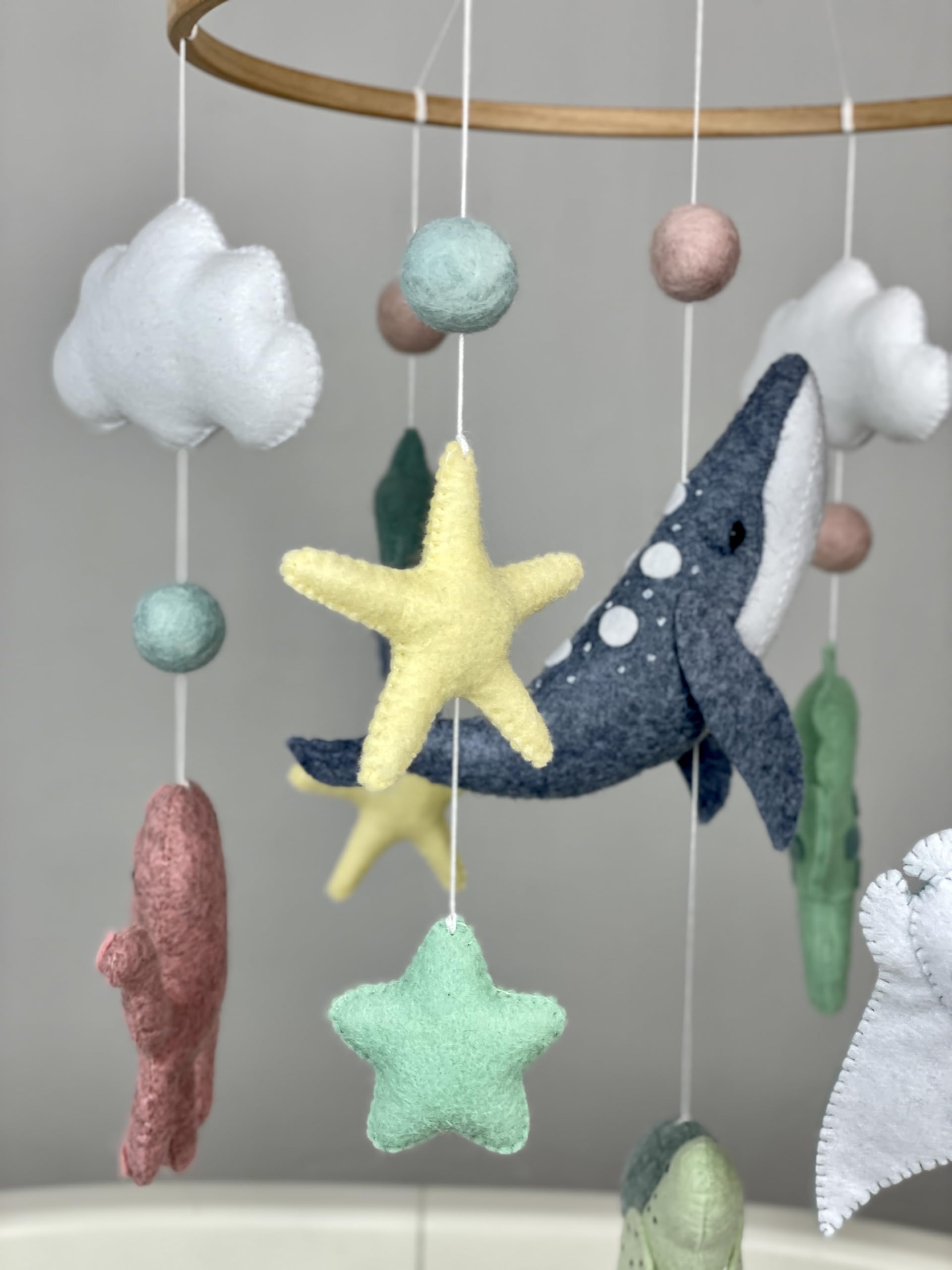 Ocean Baby Crib Mobile - Under the Sea Nursery Decor with Felt Sea Animals, Neutral Nautical Theme | Perfect Baby Shower Gift, Newborn Nursery Essential & Thoughtful Present for New Moms | Creates Calming Ocean Ambiance for Baby's Sleep Time