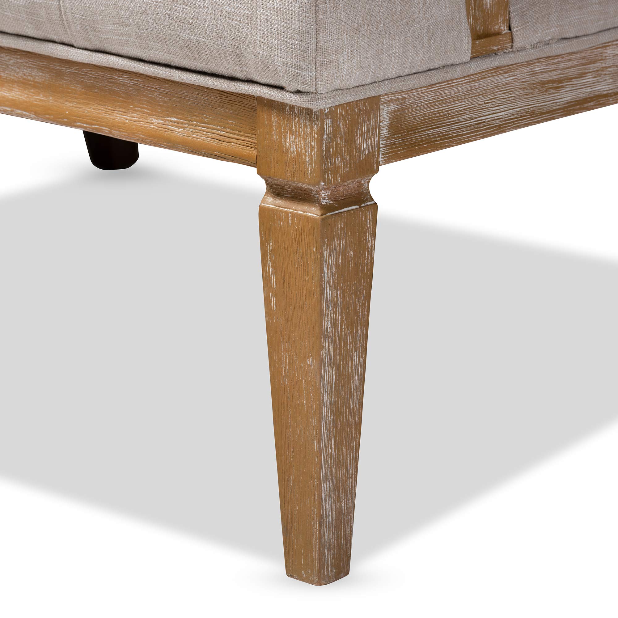 Baxton Studio Modern Beige Fabric Sofa with Oak Wood Legs - Perfect for Living Room, Lounge & Office Spaces