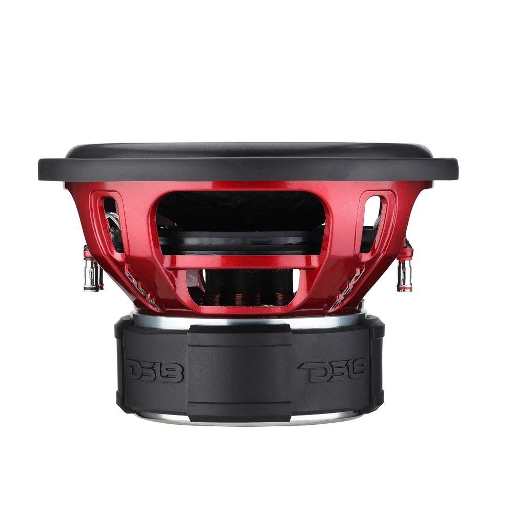 DS18 EXL-X12.4D 12-Inch Car Subwoofer Speaker - 2500W Max Power, 1250W RMS, Dual 4 Ohm Voice Coil, Fiber Glass Dust Cap & Red Aluminum Frame - Premium Bass for Car Audio Systems, Home Theater, and DJ Setups