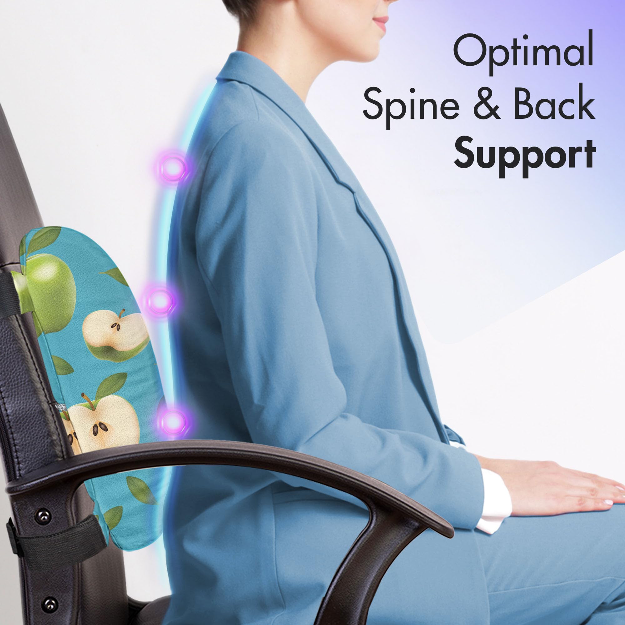 Ambesonne Fruits Lumbar Support Pillow - Granny Smith Apple Design, High Density Foam for Office Chair & Car Seat (14