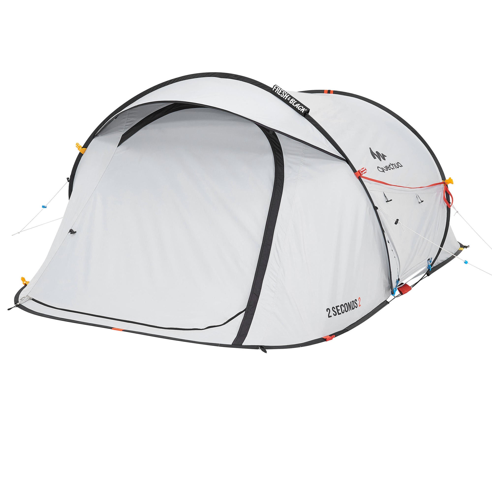 Quechua 2 Second Fresh & Black Waterproof Pop Up Tent for 2 Person - Lightweight Instant Camping Shelter for Backpacking, Hiking & Outdoor Adventures