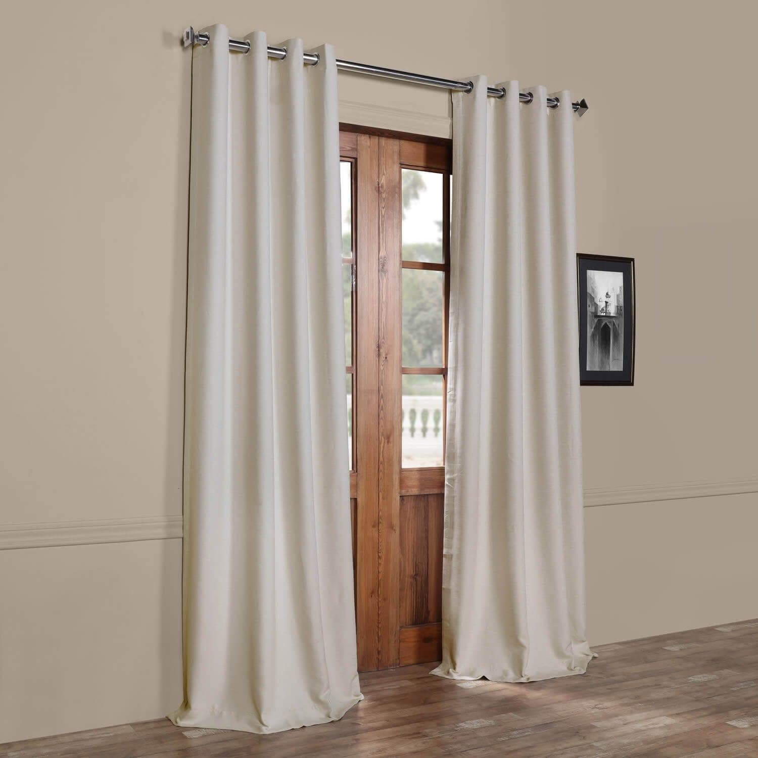 Oat Cream Grommet Textured Blackout Curtains - Thermal Insulated Window Drapes for Bedroom & Living Room - Noise Reducing Room Darkening Curtain Panels for Better Sleep