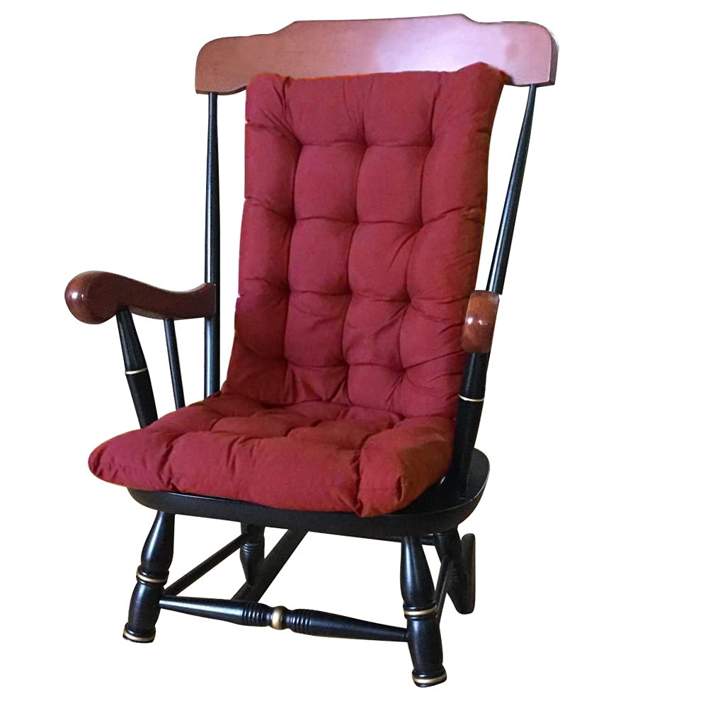 Premium High Back Chair Cushions - Thickened Indoor/Outdoor Rocking Chair Cushions with Secure Ties - Wine Red Patio Chaise Lounger, Swing & Recliner Bench Cushion Pads (Chair Not Included) - Perfect for Porch, Garden, Poolside & Backyard Relaxation