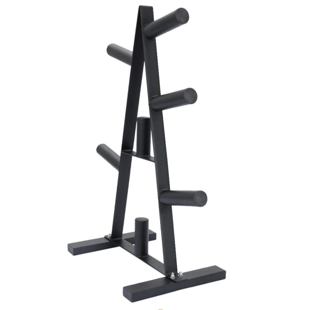 YOG Olympic Weight Plate Rack - 2 Inch Dumbbell Storage Stand for Bumper Plates - Heavy Duty 400lbs Capacity Home Gym Equipment - Perfect for Garage, Basement & Home Workout Stations (Black)