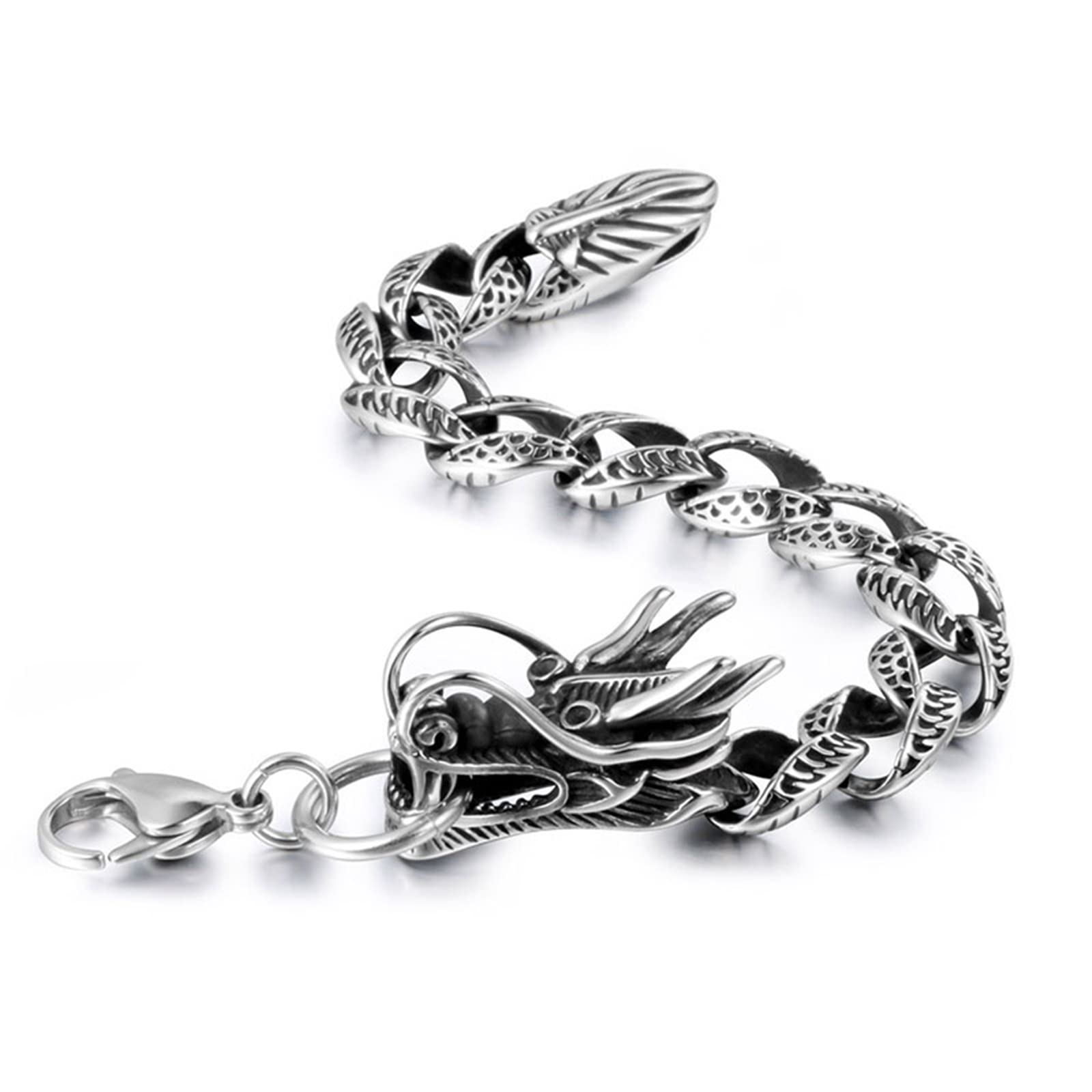 Beydodo Gothic Dragon Chain Bracelet for Men - 8.2 Inch Stainless Steel Bangle Bracelet | Punk Rock Jewelry, Gothic Fashion Accessory, Perfect for Concerts, Parties & Alternative Style Outfits
