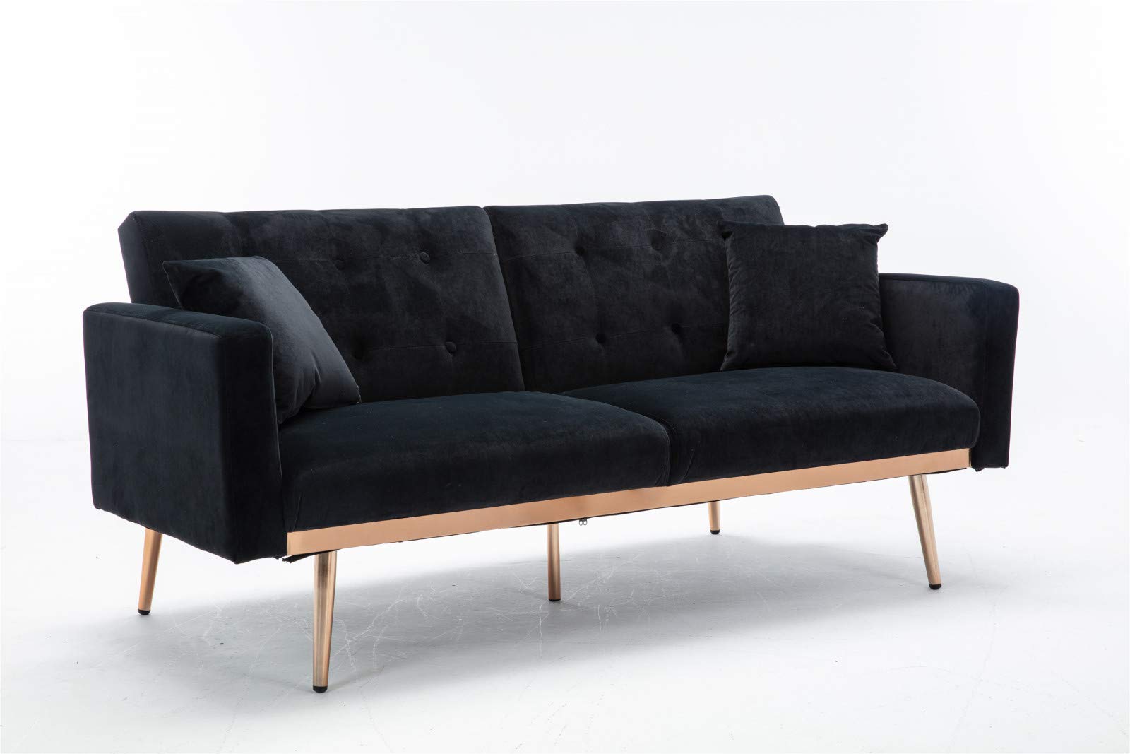 YUIOP Velvet Convertible Sectional Sofa Bed - Modern Futon Couch with Sturdy Metal Legs, Space-Saving Loveseat Sleeper for Small Apartments | Perfect for Studio Living Rooms, Guest Rooms & Cozy Home Spaces