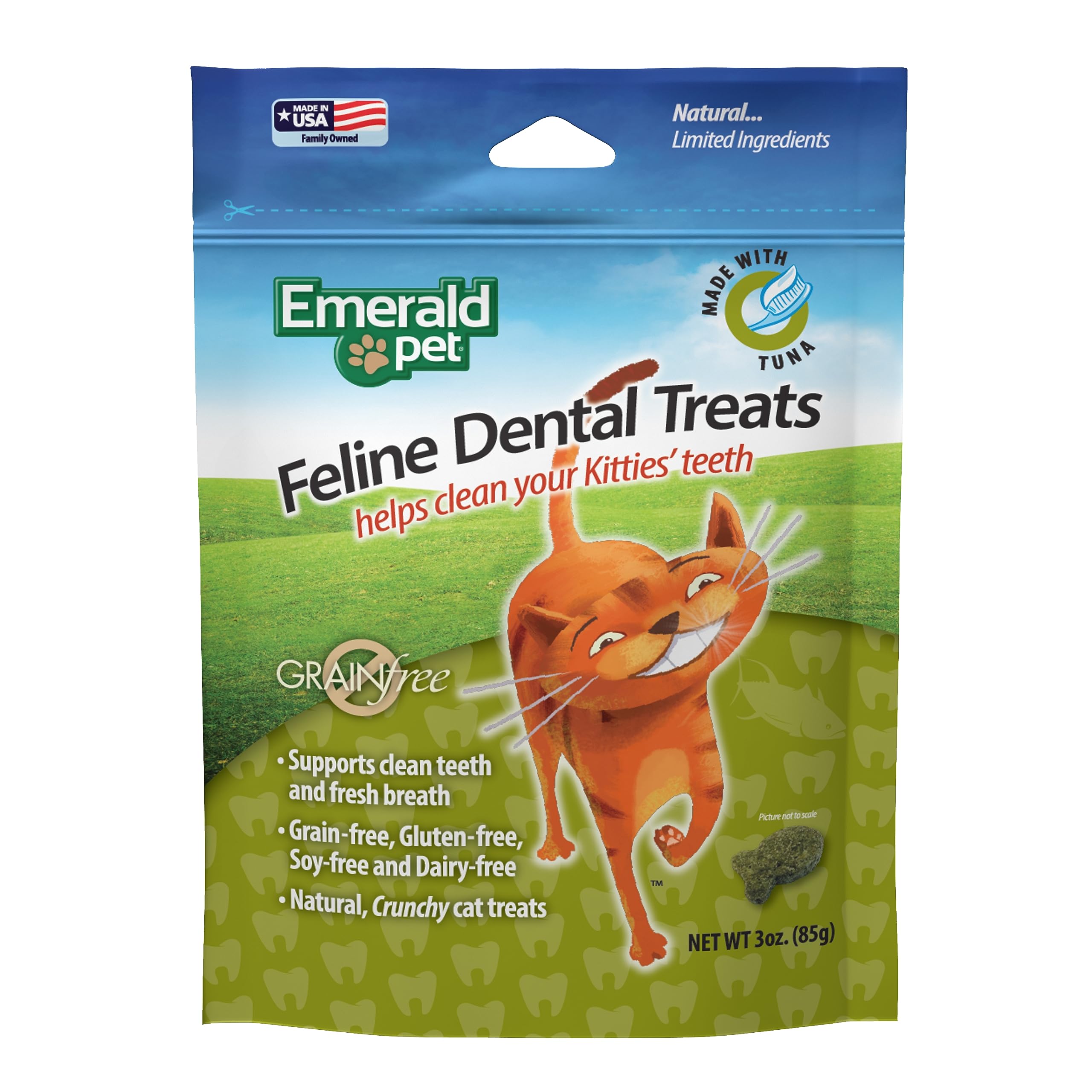 Premium Grain-Free Cat Dental Treats with Tuna - Natural Crunchy Snacks to Clean Teeth, Freshen Breath & Reduce Plaque - 3oz Bag for Healthy Cat Oral Care - Perfect for Daily Dental Routine & Treat Time