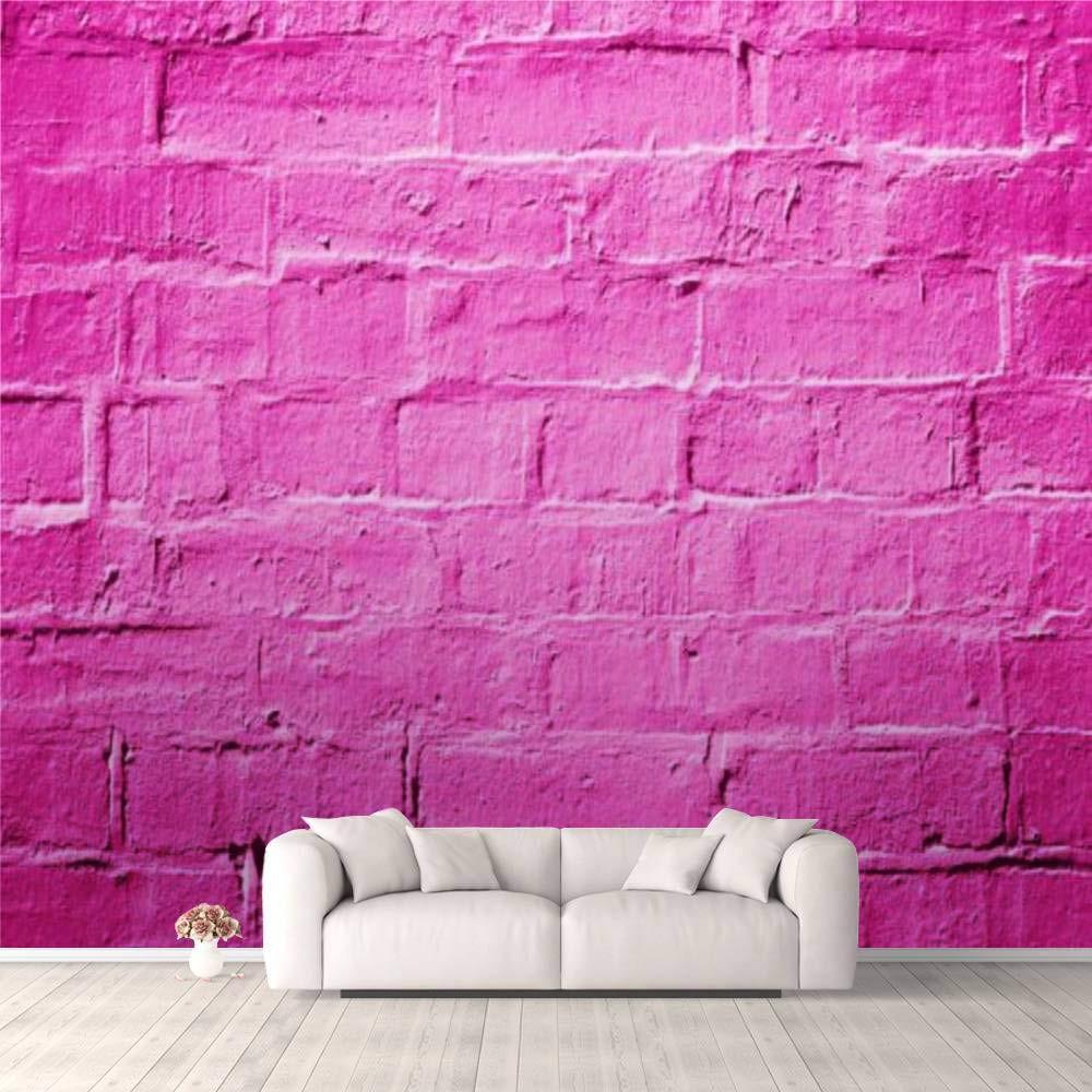 3D Self-Adhesive Wallpaper - Magenta Fuchsia Hot Pink Brick Wall Texture for Bedroom, Living Room, Dorm Decor | Peel & Stick Wall Mural for Walls, Ceiling, Wardrobe | Easy DIY Home Renovation & Stylish Interior Design