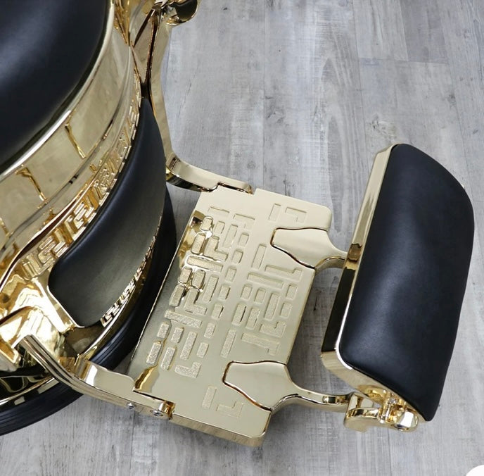 Professional Gold Barber Chair for Salon & Home Use - Heavy Duty Hydraulic Styling Chair with Adjustable Height & Reclining Back - Perfect for Haircuts, Styling & Shaving