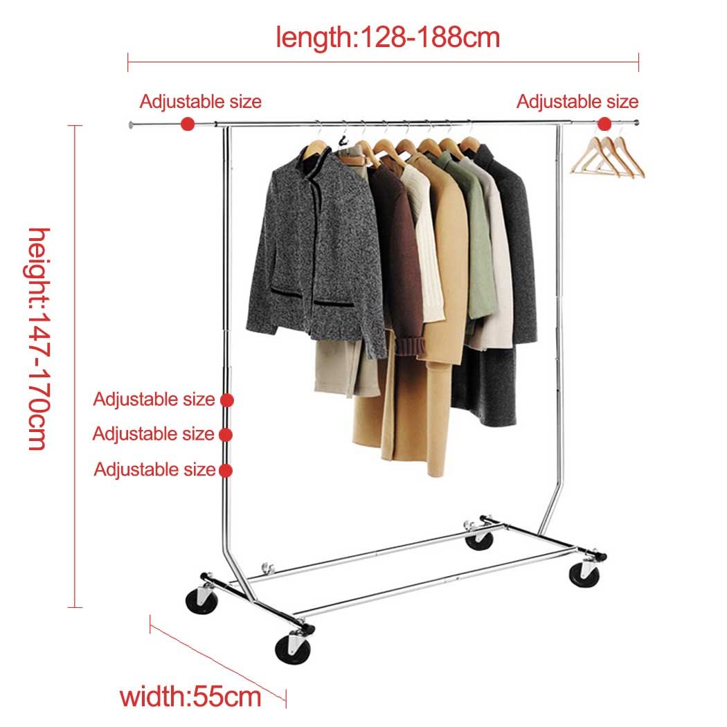 Econoco Heavy Duty Collapsible Rolling Clothes Rack - Commercial Grade Garment Rack with Round Chrome Tubing | Perfect for Retail Stores, Boutiques, and Home Closet Organization