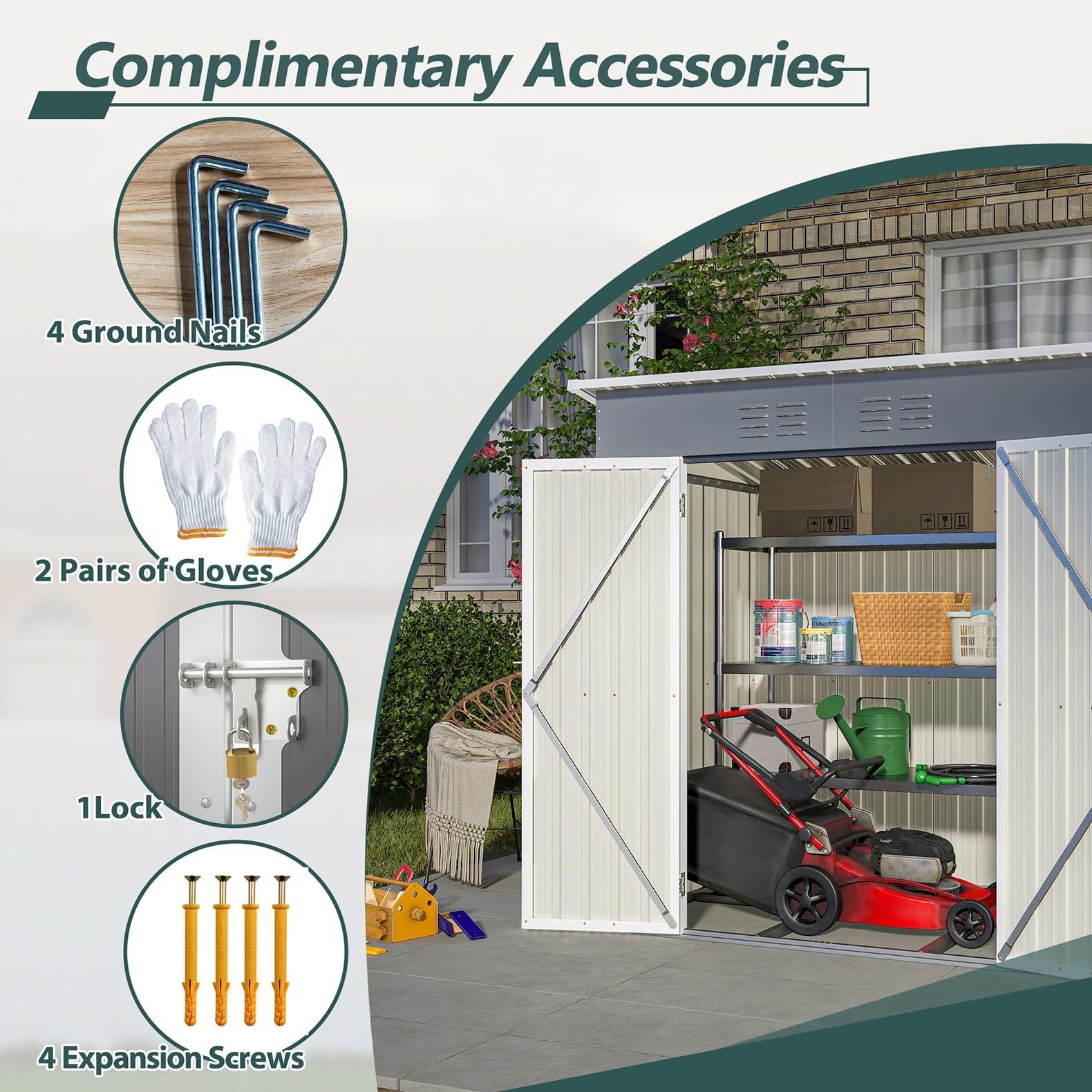 6x4 FT Outdoor Storage Shed - Lockable Metal Garden Shed for Tools, Patio & Backyard Organization | Weather-Resistant Lawn & Yard Storage Solution for Gardening Equipment & Outdoor Gear