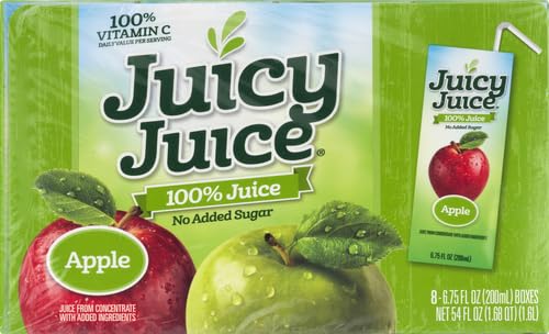 Juicy Juice 100% Pure Apple Juice Boxes, 8-Pack (6.75 fl oz each) - Healthy Kids Drink for Lunchboxes, School Snacks & On-the-Go Hydration