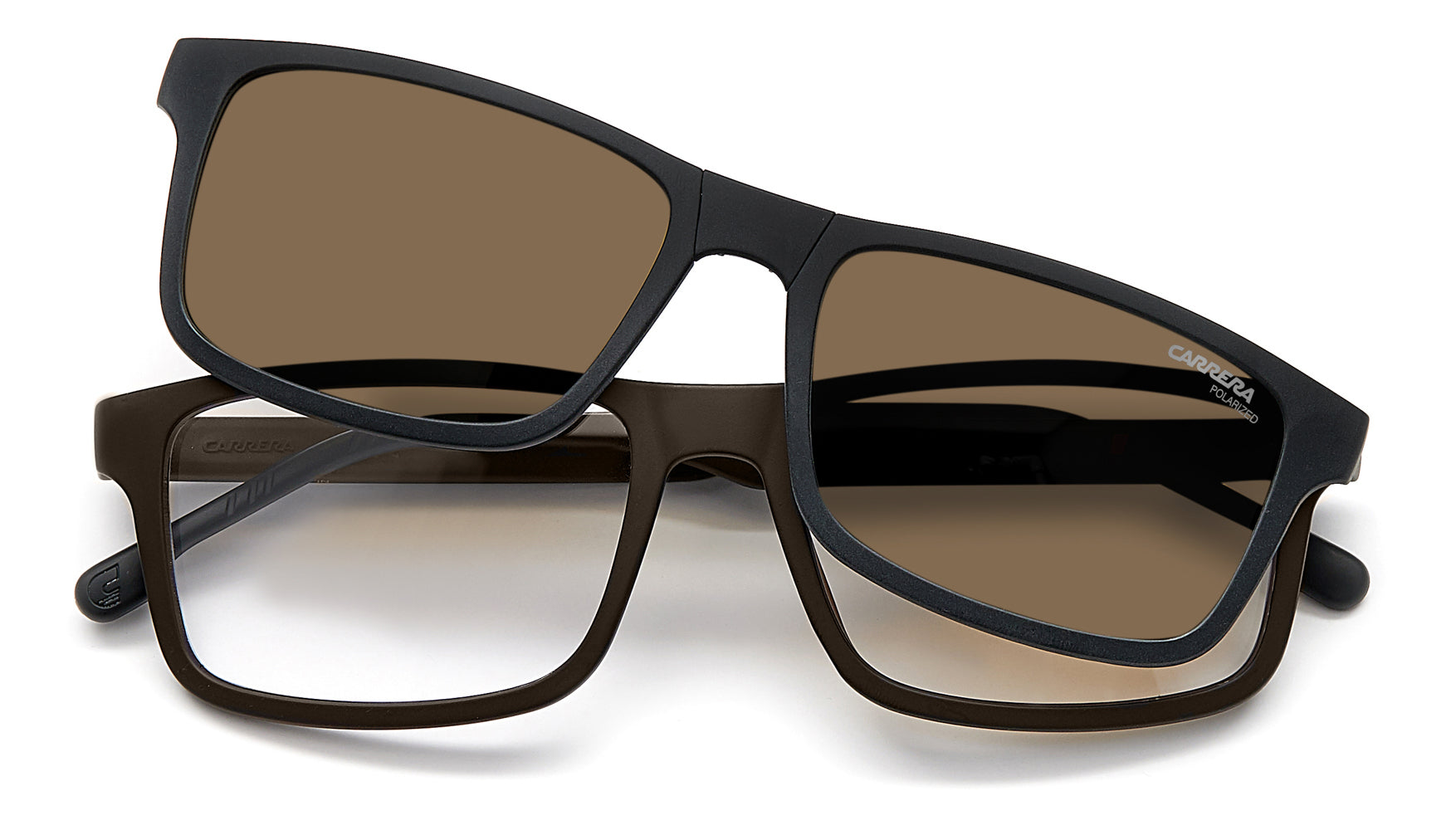 Carrera 8057/CS Clip-On Sunglasses - Polarized UV Protection for Men & Women - Perfect for Driving, Running, and Outdoor Sports