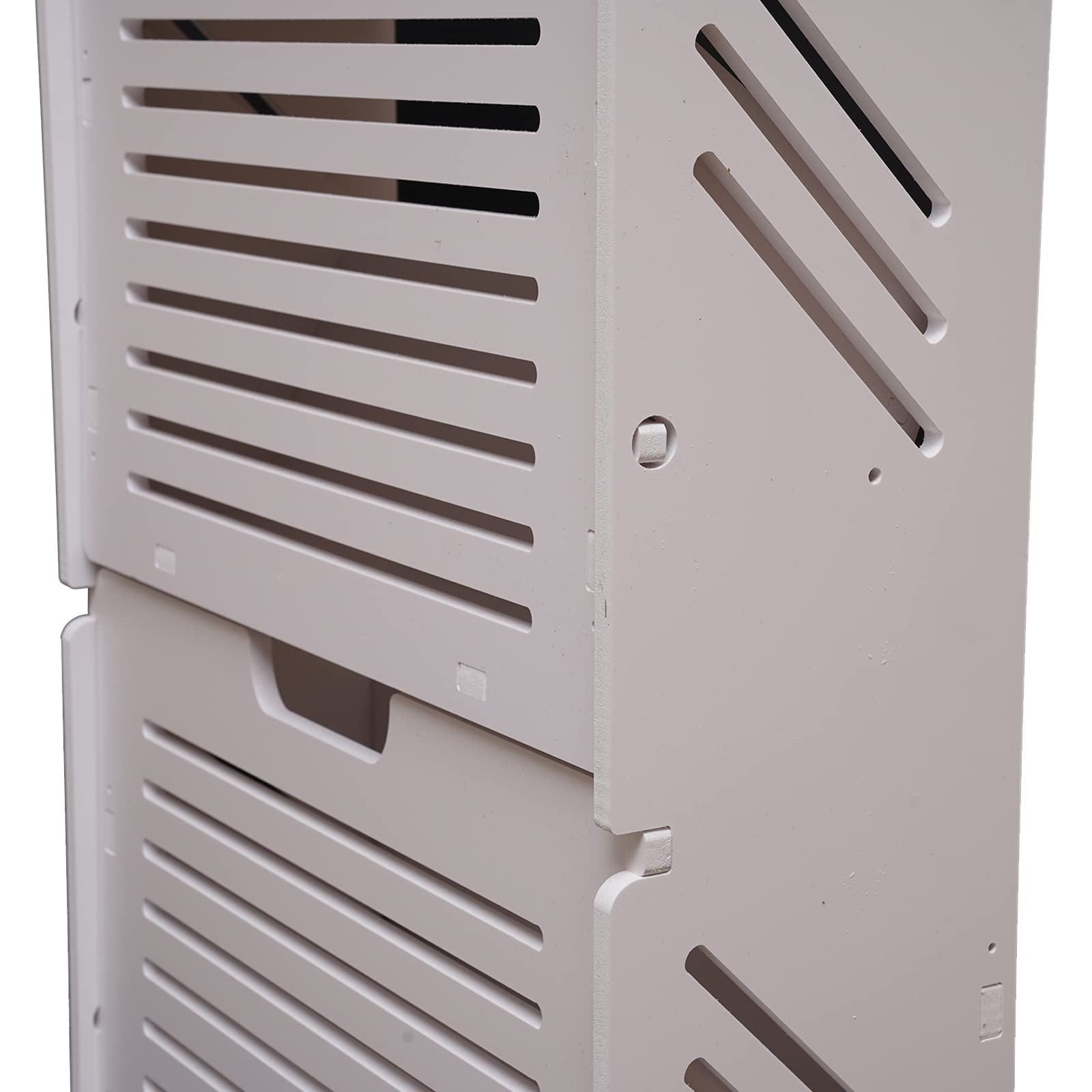 White Narrow Shoe Storage Cabinet - Flip Down Shoe Rack Organizer for Entryway | PVC Board Shoe Cabinet for Home, Apartment & Small Spaces | Perfect for Hallway, Closet & Mudroom Organization