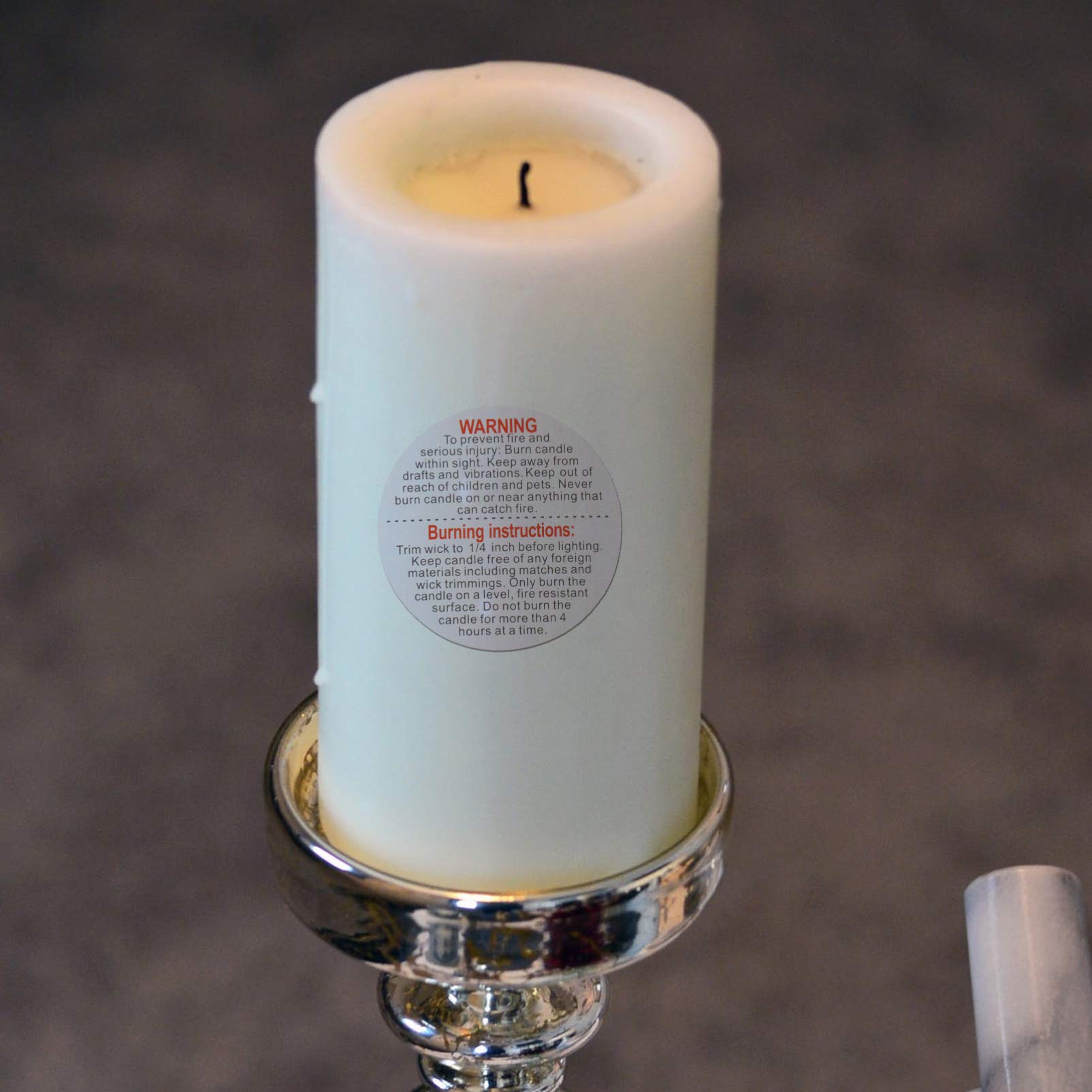 Candle Warning Stickers - Self-Adhesive PVC Round Labels for Candle Jars, Music Boxes & Camera Candles - Burning Instruction Safety Labels - Perfect for DIY Crafts, Wedding Favors & Home Decor