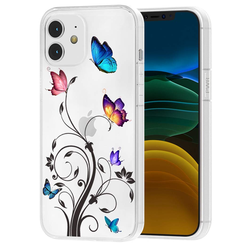 **iPhone 12 Mini Case for Girls & Women - Soft Clear TPU Shockproof Protective Cover (5.4 inch) with Butterfly Design | Slim Fit, Scratch-Resistant, Drop Protection | Perfect for Everyday Use, Work & Travel**