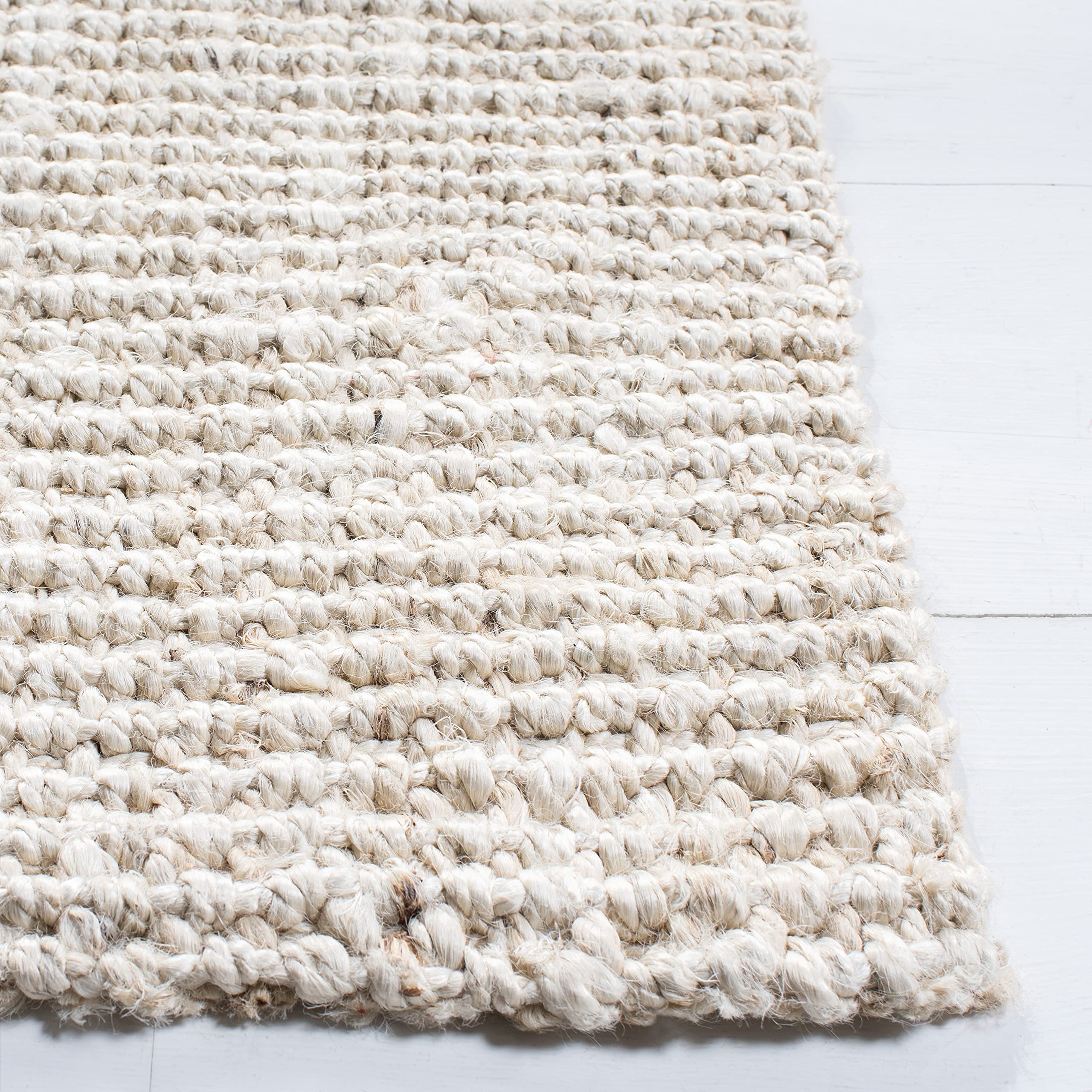 SAFAVIEH Natural Fiber Collection Handmade Jute Area Rug - 8' x 10', Bleach & Ivory, Farmhouse Style, Durable for High Traffic Areas - Perfect for Living Room, Bedroom, Dining Room & Home Office (NF747B)