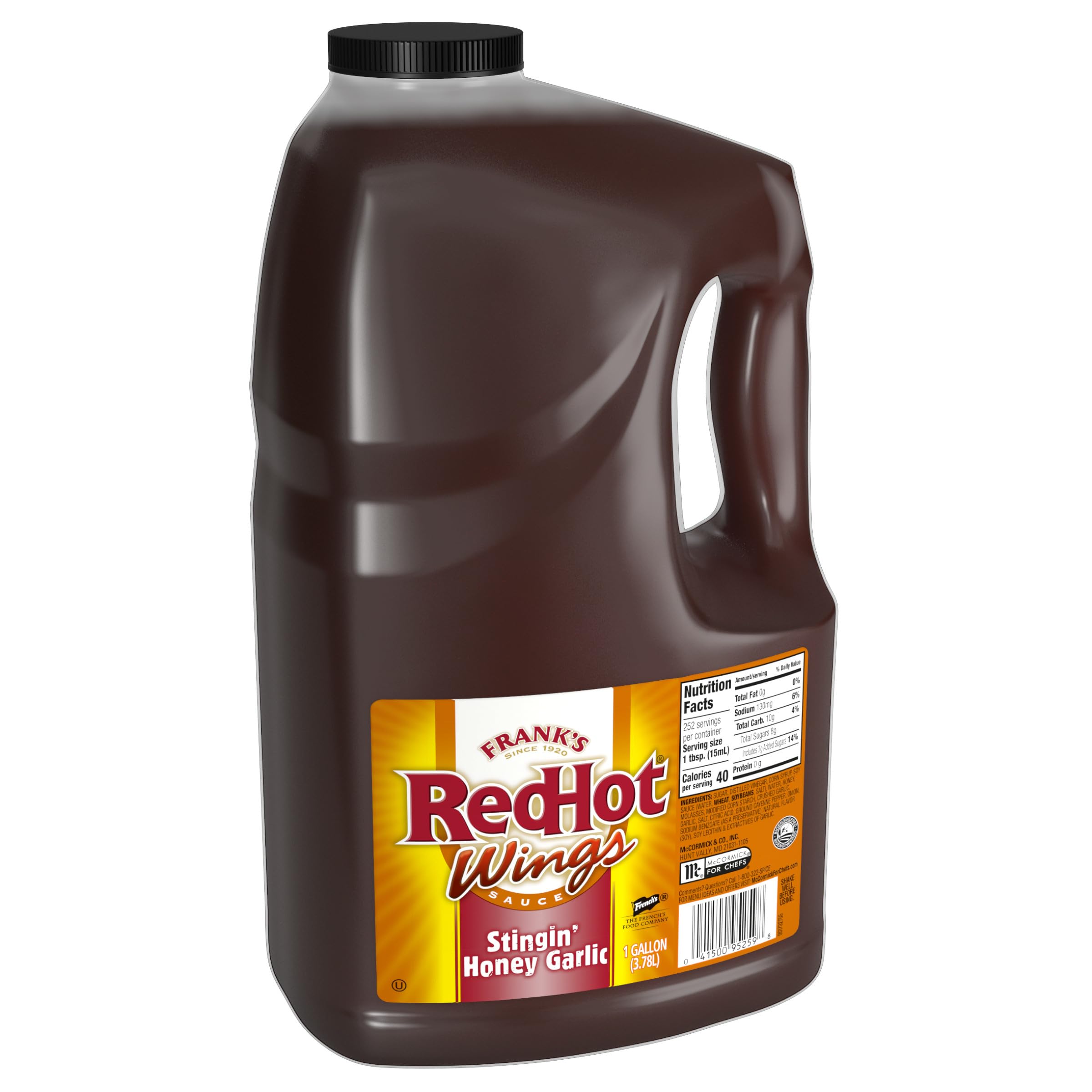 Frank's RedHot Honey Garlic Sauce 1 Gallon - Bulk Hot Sauce for Wings, Veggies & Dipping