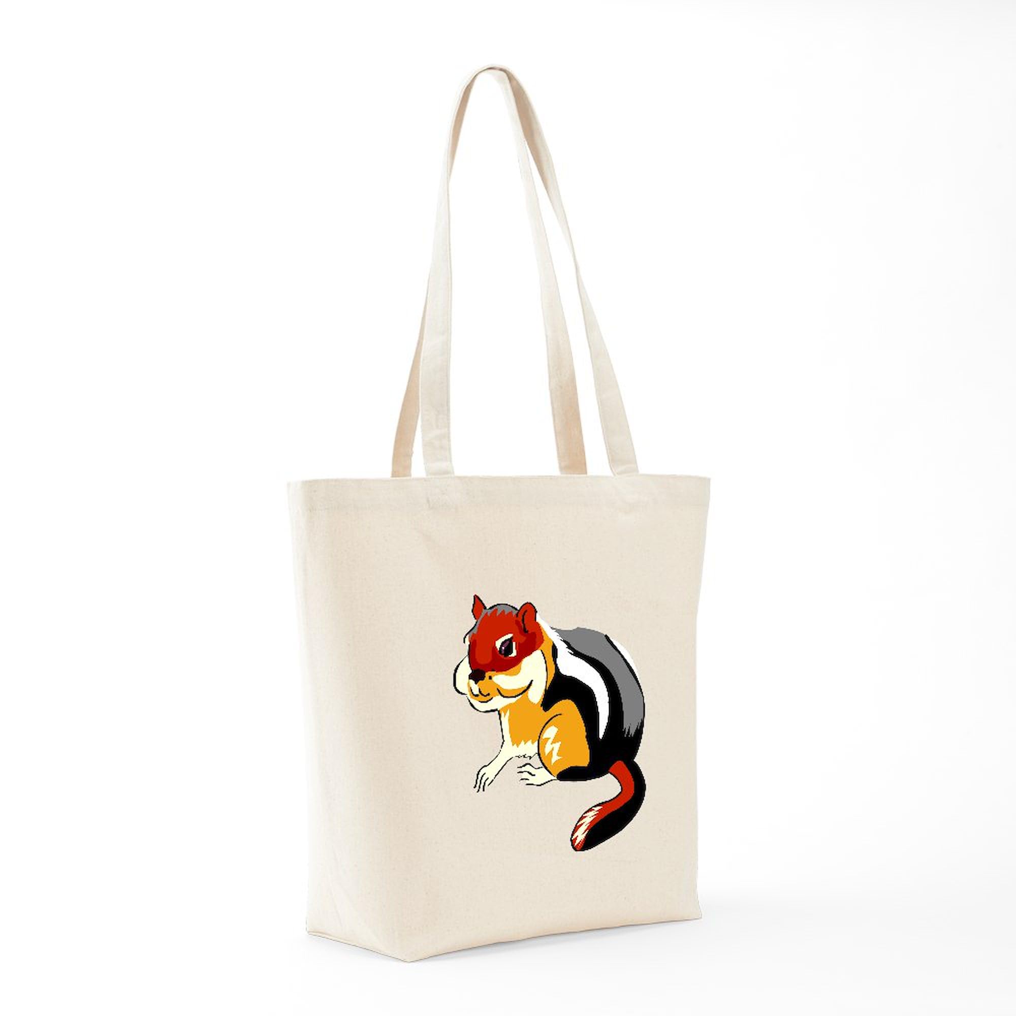 Chubby Lil Chipmunk Canvas Tote Bag - Eco-Friendly Reusable Shopping Bag for Groceries, Beach & Daily Use | Cute Animal Print Natural Cotton Tote