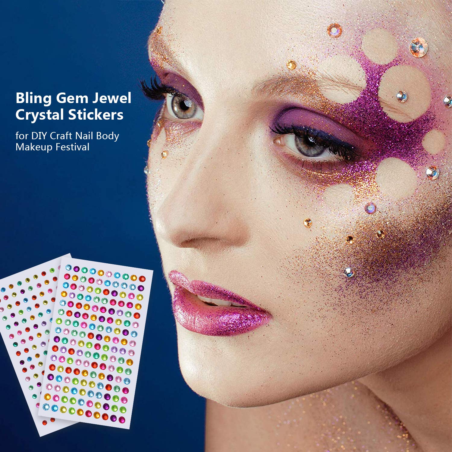 1141Pcs Rhinestone Stickers - Self-Adhesive Crystal Gems for DIY Crafts, Nail Art, Body Jewelry & Festival Makeup | Perfect for Costume Parties, Wedding Decor & Home Crafting Projects