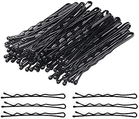 Stylish Black Metal Bobby Pins for Women - 24pcs, Perfect for Buns & Updos