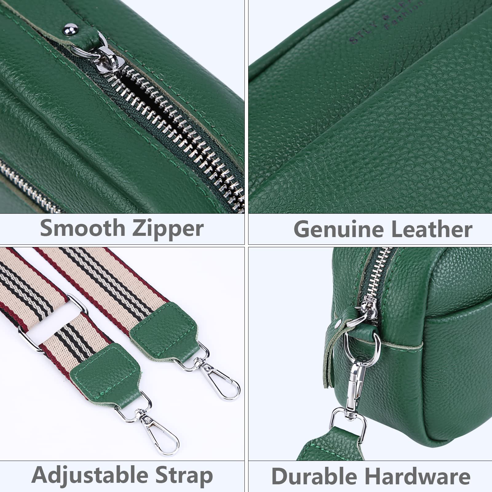 Genuine Leather Crossbody Bag for Women - Trendy Wide Strap Shoulder Purse with Top Zip - Perfect for Travel, Work & Everyday Use (Camera Bag Style)