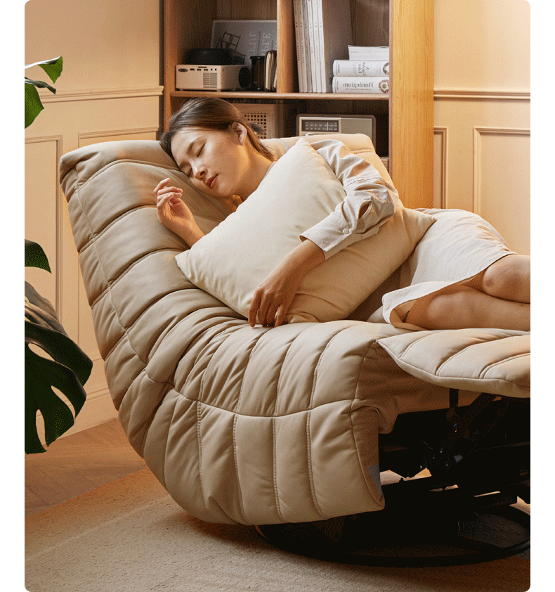 Rotatable Fabric Lazy Sofa with Caterpillar Technology - Comfortable Reclining Chair for Living Room, Bedroom & Home Theater Relaxation