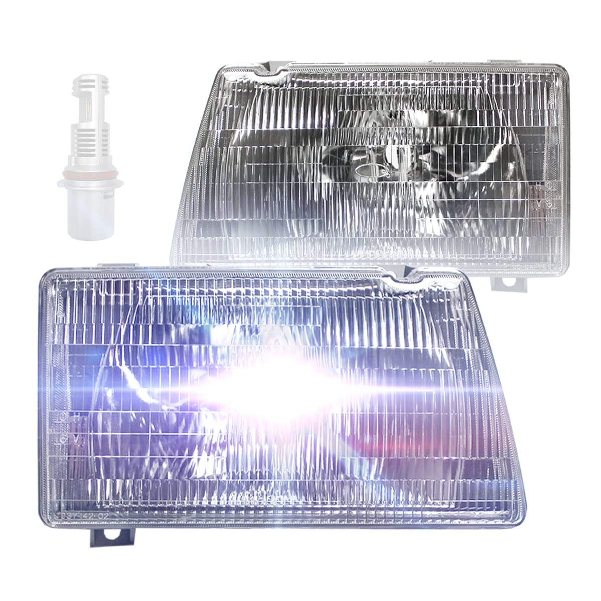 NIUPARTS LED Headlamp Assembly with Adjusters - Compatible with Peterbilt 375 377 385 Trucks (Driver & Passenger Side) | Durable Replacement for Night Driving & Heavy-Duty Trucking