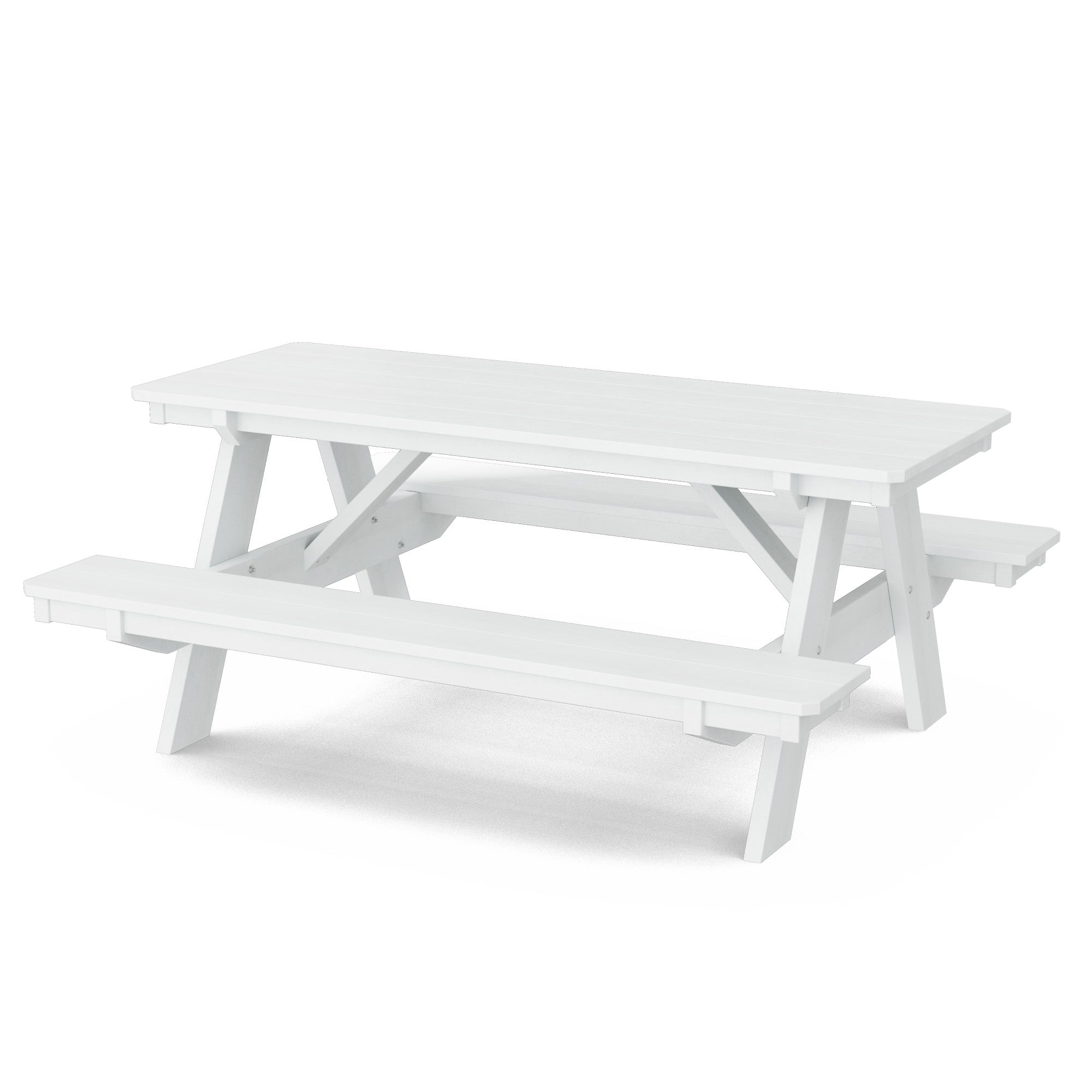 Heritage 72 Inch Outdoor Picnic Table with Attached Benches - Durable All-Weather Patio Furniture for Backyard, Garden, and Park Gatherings