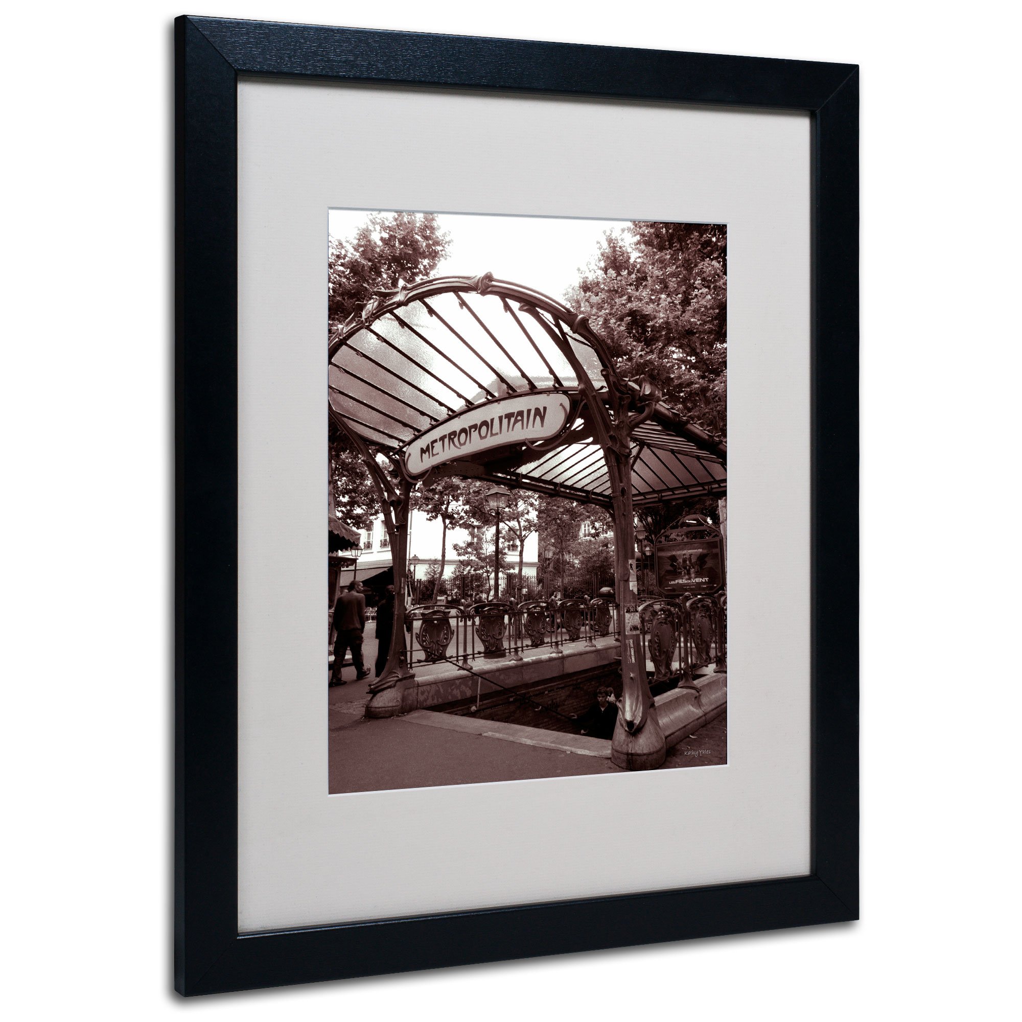 Kathy Yates Le Metro as Art 2 Framed Wall Decor - 16x20 Inch Black Matted Art Print for Living Room, Bedroom & Office | Trademark Fine Art Collection