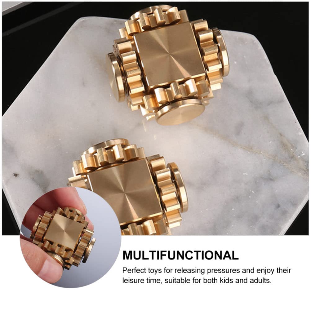 Balacoo Brass Fingertip Gyro Toy - Mini Stress Relief Cube for Kids & Adults, Pocket-Sized Decompression Spinner for Office, Travel & Anxiety Relief