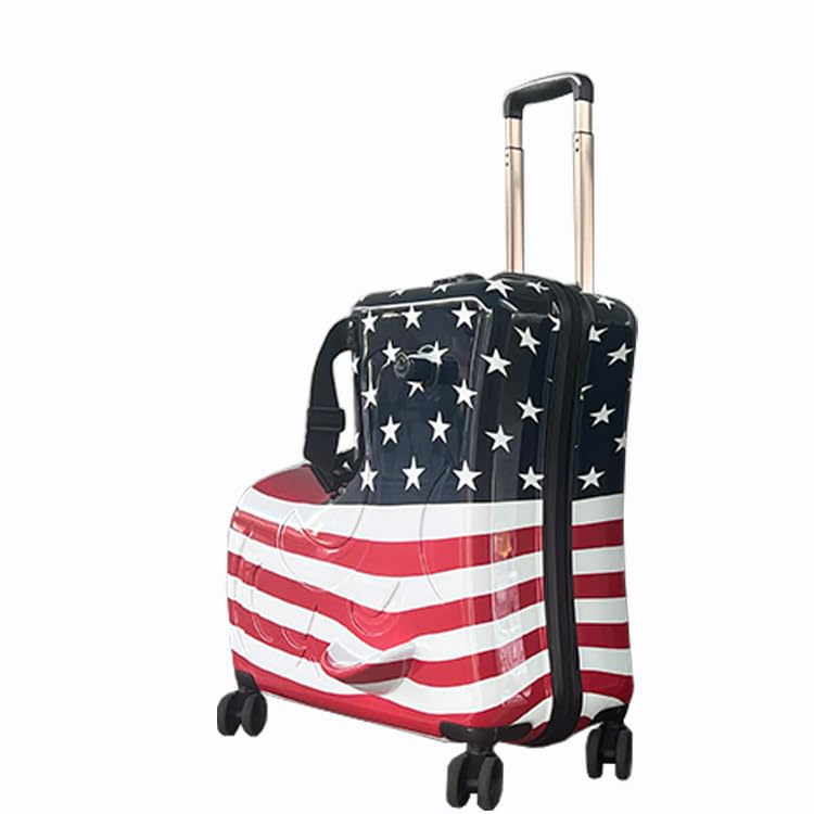 Paranino 24 Inch Ride On Trolley Luggage for Kids - American Flag Design, Waterproof Unisex Travel Suitcase with Lock, ABS+PC Material - Perfect for Airplane Travel, Road Trips & Family Vacations
