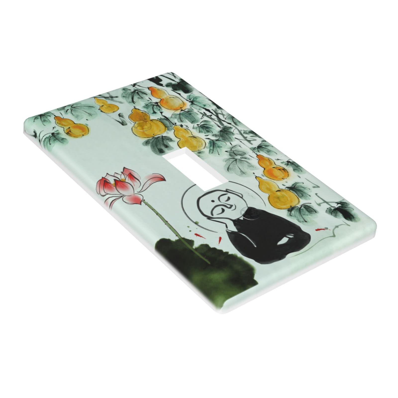 Buddha Lotus Gourd Single Gang Toggle Light Switch Wall Plate Cover - Decorative Wall Plate for Kitchen, Living Room, Bedroom & Bathroom - Home Decor Accessory for Spiritual & Zen Interior Design