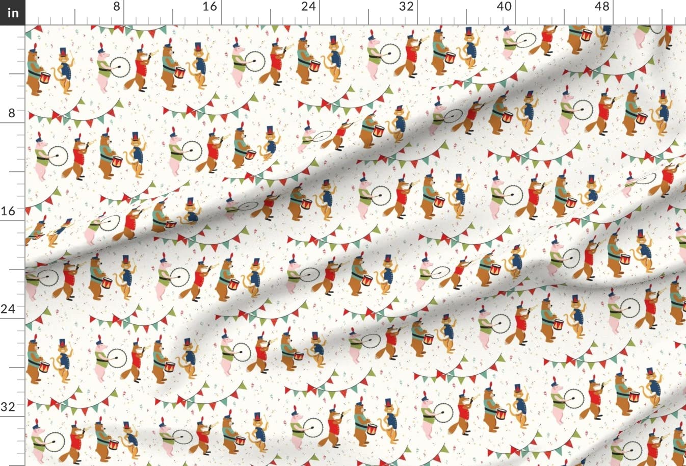 Spoonflower Fabric - Band Parade Music Instruments Print on Satin Fabric by The Yard for Sewing, Apparel, Fashion, Blankets & Home Decor | Perfect for DIY Clothing, Quilting and Craft Projects