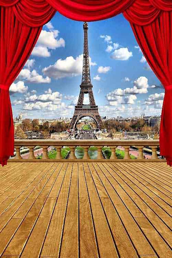 8' x 12' Eiffel Tower in Clouds Computer Printed Scenic Backdrop - High Quality Photography Background for Parties, Events & Studio Shoots (ZJZ-039)