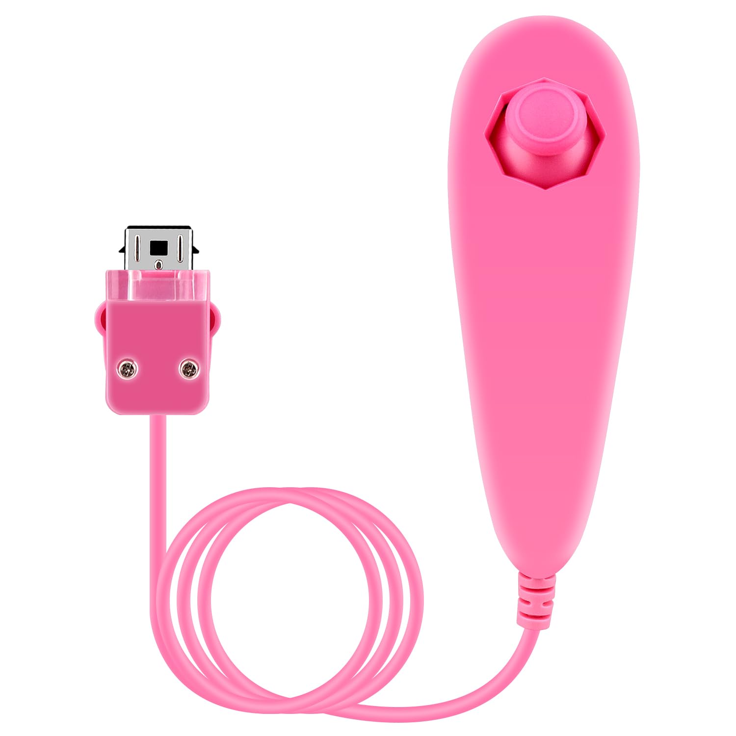 OSTENT Motion-Sensing Wired Nunchuk Controller for Nintendo Wii - Pink Gaming Accessory | Perfect for Wii Sports, Mario Kart & Family Game Nights