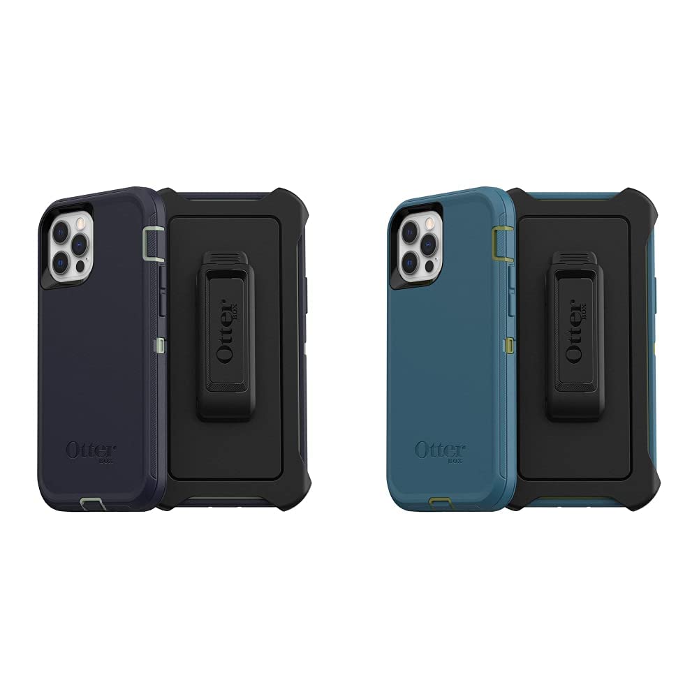 OtterBox Defender Series Screenless Edition Protective Case for iPhone 12 & iPhone 12 Pro - Varsity Blue & Teal - Heavy Duty Shockproof Phone Cover for Everyday Use, Work & Outdoor Activities
