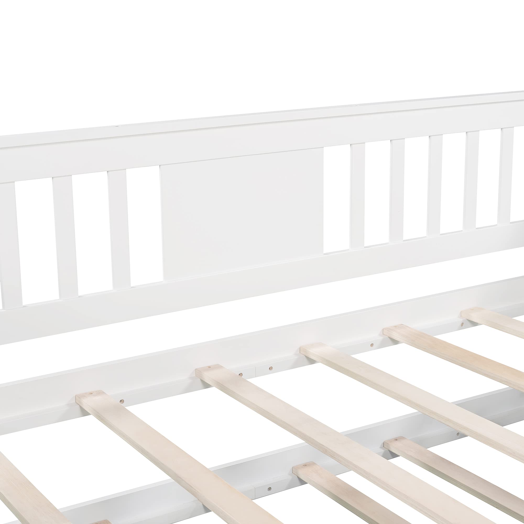 Harper & Bright Designs Twin Size Daybed with Trundle - Convertible Wooden Sofa Bed for Bedroom, Living Room & Guest Room - Sturdy Wood Platform Bed Frame for Kids, Teens & Sleepovers (White) - Perfect for Small Spaces, Dorm Rooms & Multi-Purpose Furniture Needs