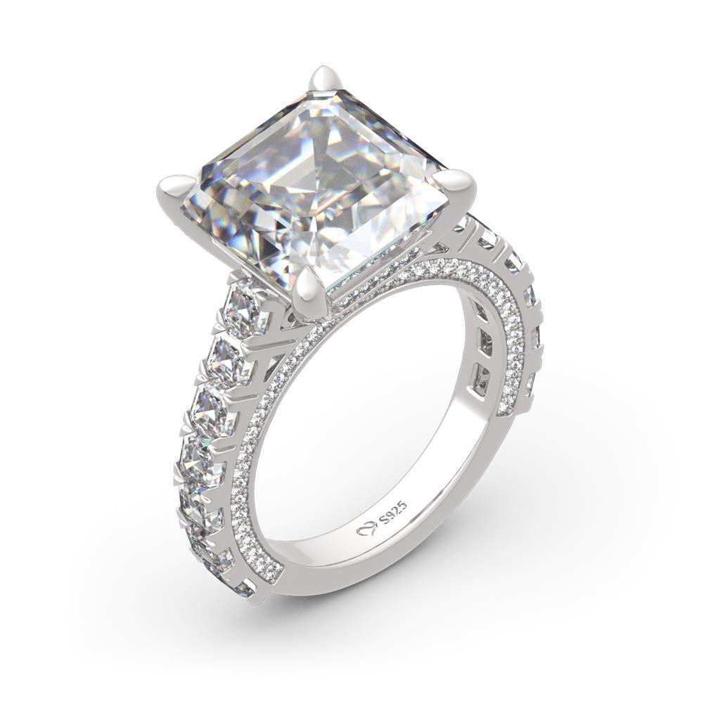 Jeulia Sterling Silver Princess Cut Cubic Zirconia Floral Halo Wedding Ring Set for Women - Elegant Promise, Engagement & Anniversary Band - Perfect for Bridal, Vow Renewal & Special Occasions