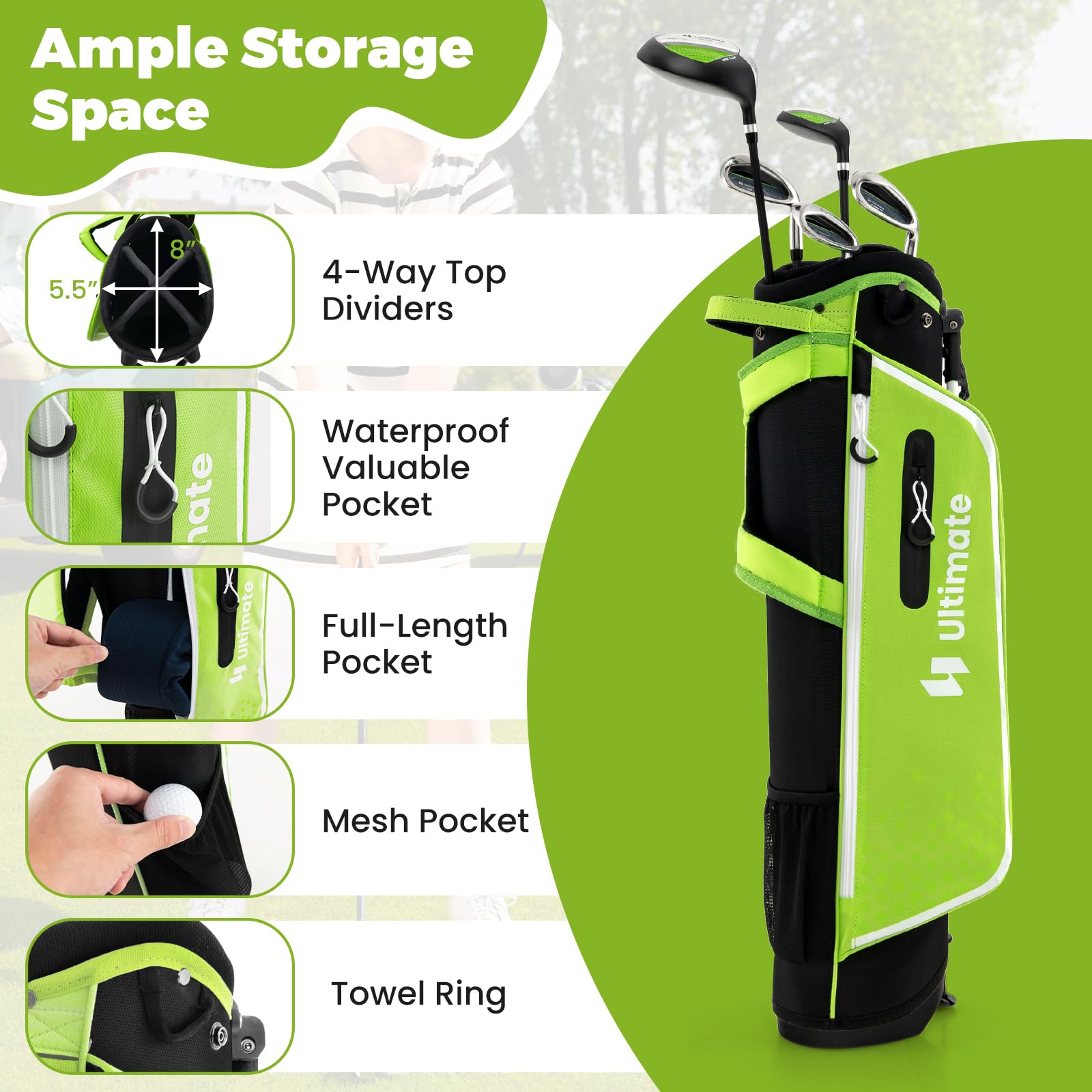 GYMAX Kids Golf Club Set - Right Handed Complete Junior Golf Set with 4/6 Clubs & Stand Bag for Boys & Girls Ages 3-12 | Perfect for Backyard Practice, Driving Range & Junior Golf Tournaments