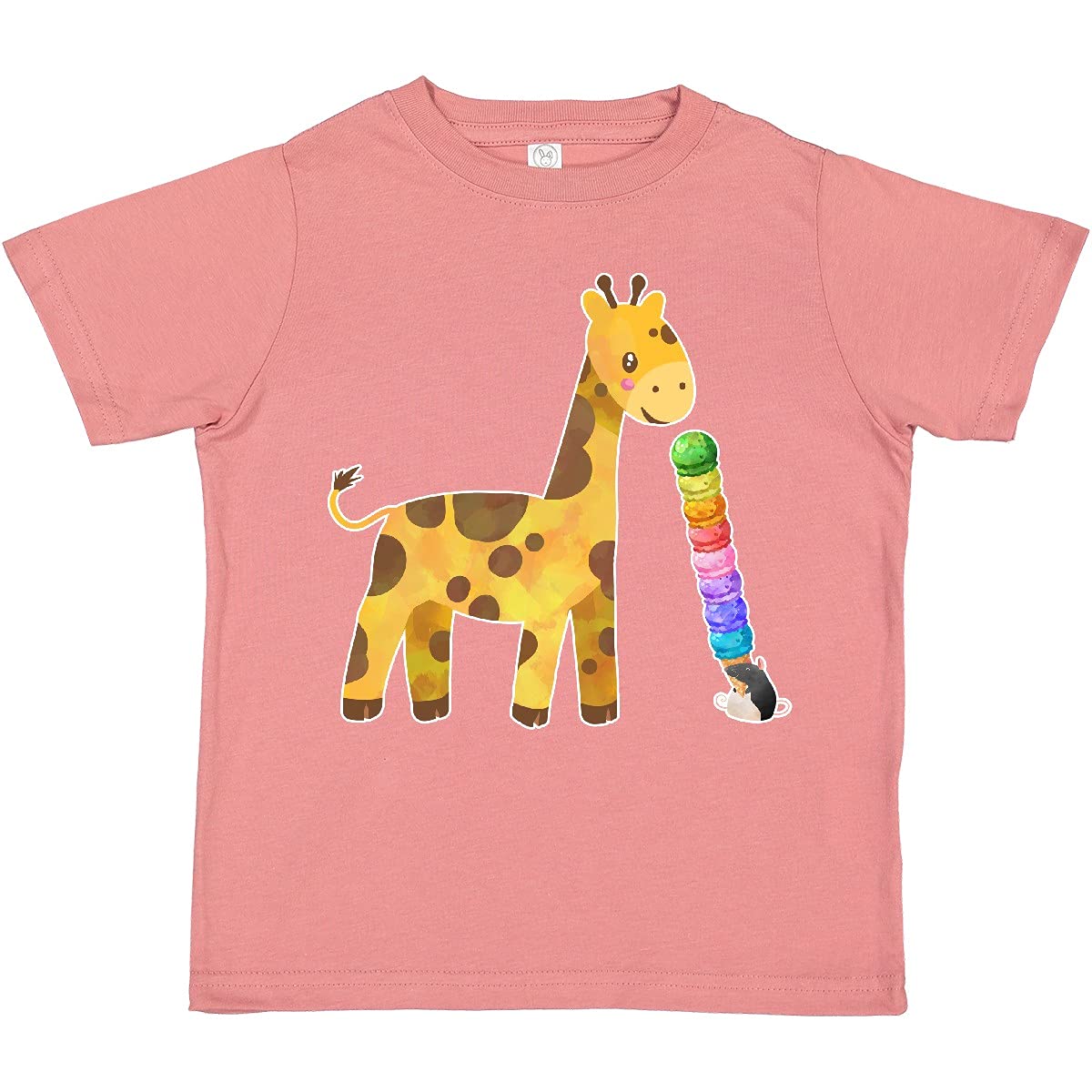 Inktastic Giraffe and Rat Friends with Ice Cream Cute Toddler T-Shirt - Soft Cotton Tee for Kids Birthday, Playdate & Family Outings