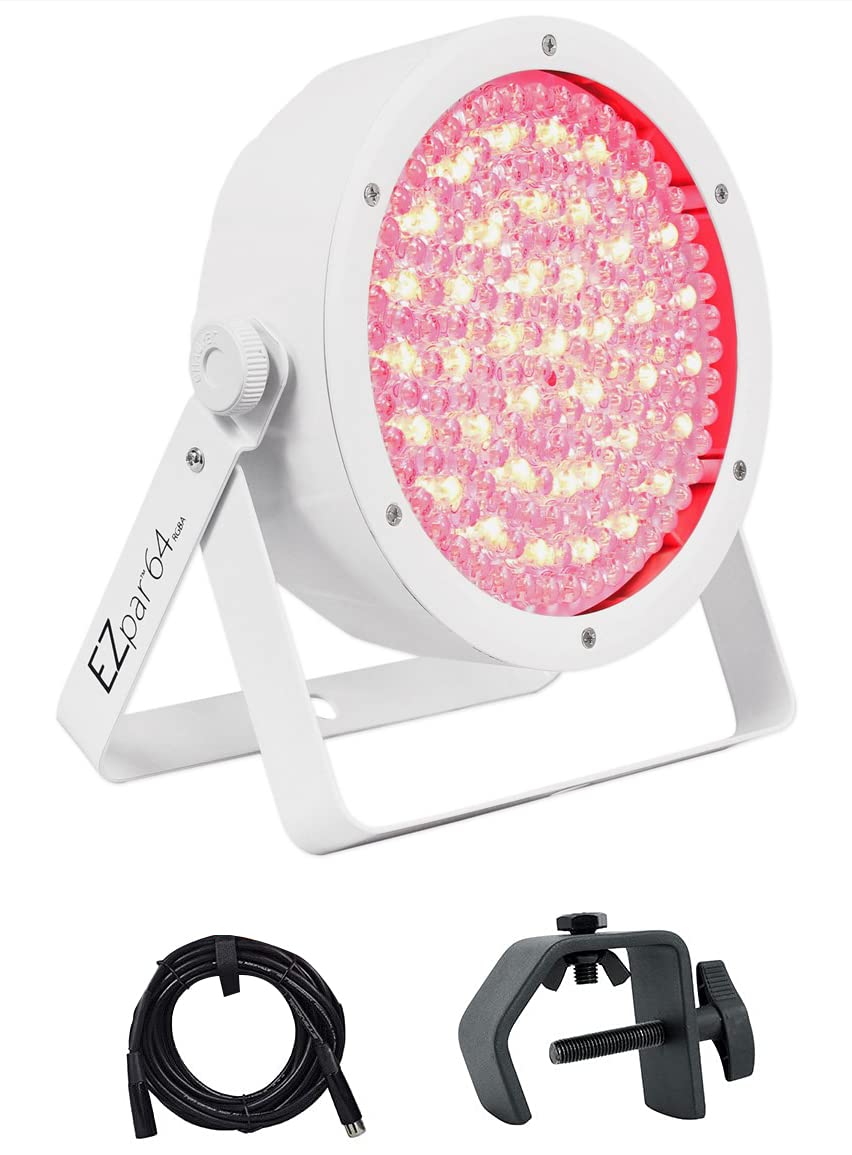 Chauvet DJ EZpar 64 RGBA Rechargeable LED Wash Light with White SlimPar Design, Power Cable & Mounting Clamp - Perfect for Stage Lighting, DJ Shows, Wedding Events and Live Performances