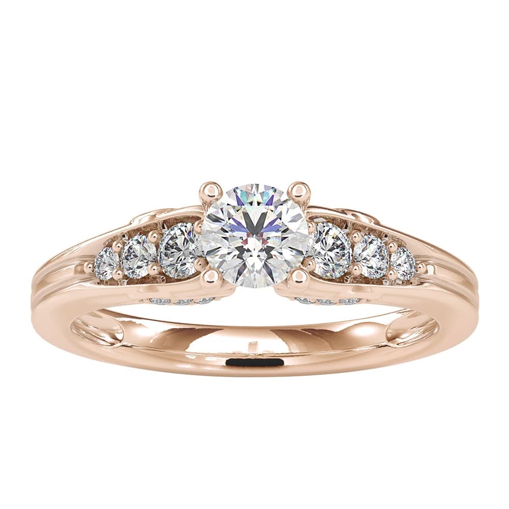 1 CT Solitaire Cubic Zirconia Gold Ring for Women - 10K Solid Gold Graduated Style CZ Engagement Ring - Perfect for Weddings, Anniversaries & Special Occasions