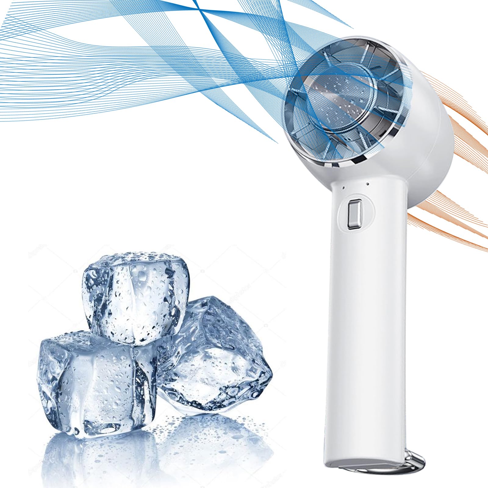 Portable Ice Cooling Handheld Fan with Built-in Mini Turbine - Rechargeable Personal Air Conditioner for Outdoor, Office, Travel & Home Use