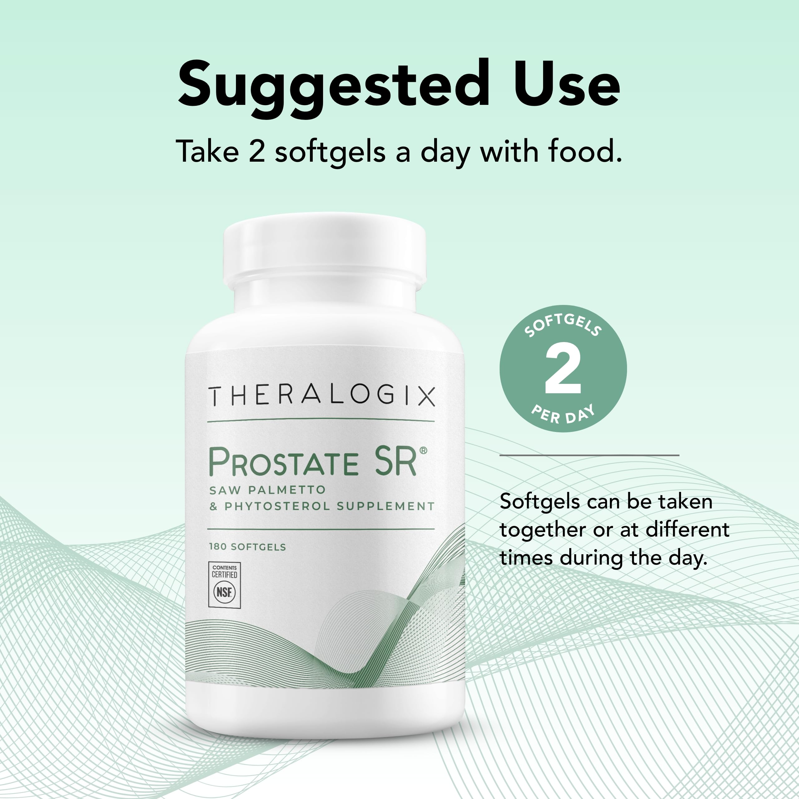 Theralogix Prostate SR Saw Palmetto & Beta-Sitosterol Supplement for Men - Supports Urinary Tract & Prostate Health - 90-Day Supply (180 Softgels) - NSF Certified - Ideal for Nighttime Urinary Comfort & Active Lifestyles